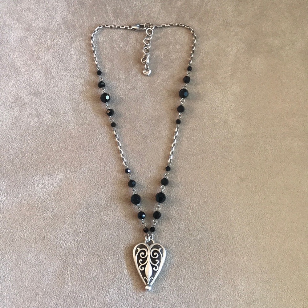 Silver and Black Brighton Heart Necklace